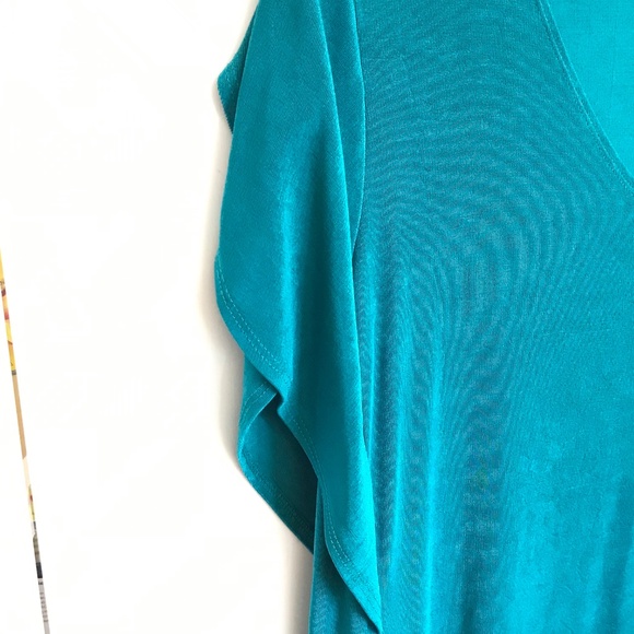 CHICO’S Travelers Flutter Sleeve V Neck Blouse Top Green Teal Size X-Large 16 - Picture 3 of 16